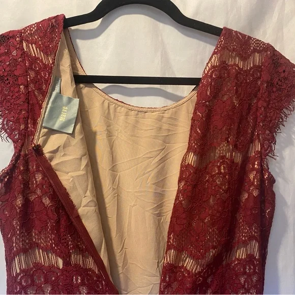 Anthropologie Elsa Peplum Dress Burgundy Lace Size SMALL - Picture 8 of 12
